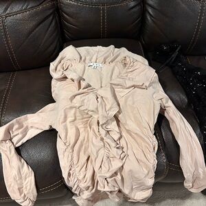 CAbi Light Beige Ruffled Top